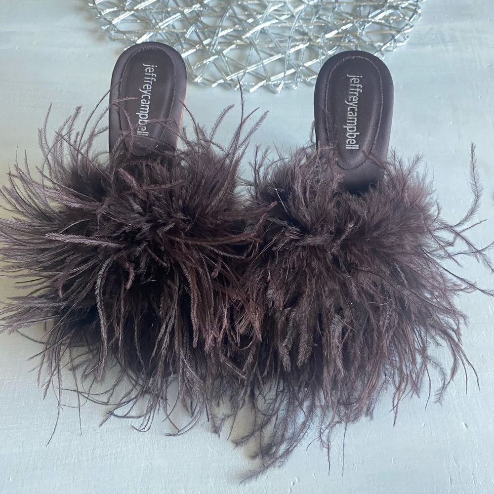 New BHLDN x Jeffrey Campbell Daisy Feather  Boa Heels size 7.5 - Picture 5 of 11